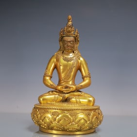 A Exquisite Gilt Bronze Statue of Amitayus