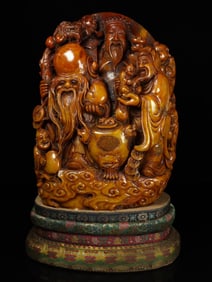 An Exquisite Shoushan Stone Character and Story Pattern Seal Ornament