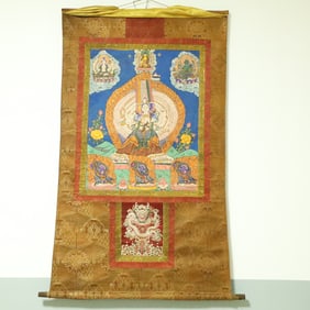 An Exquisite Brocade Painted Color Gdugs Kar Tangka