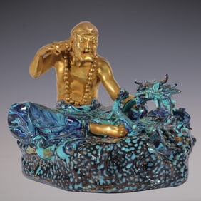 An Exquisite Robin's-Egg-Glazed Statue of Arhat