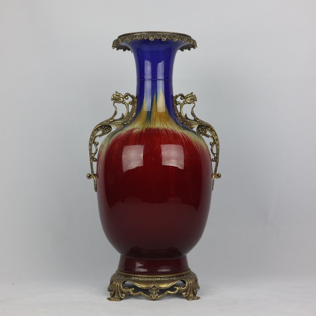 An Exquisite Flambe Glazed Inlaid Bronze Double-Ears Vase (1 of 9)