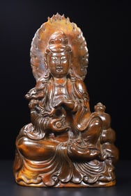 An Exquisite White Jade Statue of Avalokitesvara