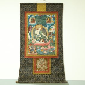 An Exquisite Brocade Painted Color Statue of Avalokitesvara Tangka