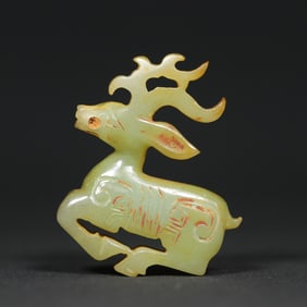 An Exquisite White Jade Deer Pendant