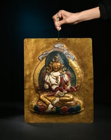 An Exquisite Gilt Bronze Painted Gold Painted Color Statue of Vajrasattva Pendant