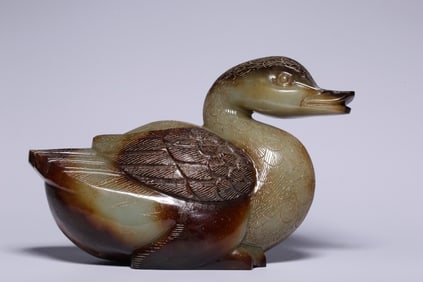 An Exquisite White Jade Duck Ornament