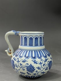 An Exquisite Blue and White Lotus Pattern Ewer