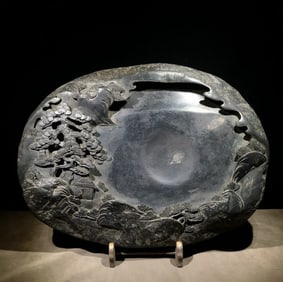 An Exquisite Landscape Pattern with poem Inkstone