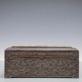 A Exquisite Zitanwood Bats and Peach Pattern Box