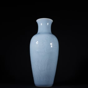 An Exquisite Blue Glazed Seawater Pattern Dragon Pattern Vase