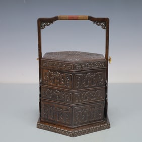 A Exquisite Zitanwood Lotus Pattern Box