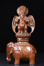 An Exquisite White Jade Elephant-Shaped Censer