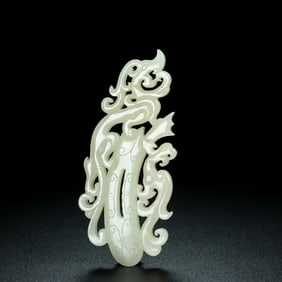 An Exquisite White Jade Dragon Pattern Ornament