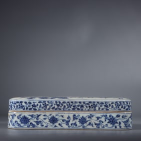 An Exquisite Blue and White Lotus Pattern Box