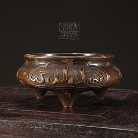 An Exquisite Gilt Bronze Tripod Censer