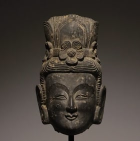An Exquisite Limestone Statue of Bodhisattva Buddha head