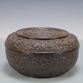 A Exquisite Zitanwood Bats and Peach Pattern Box