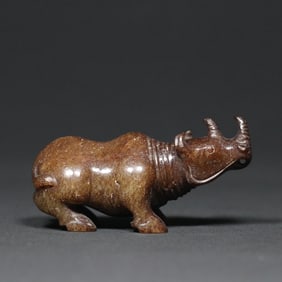 An Exquisite White Jade Rhinoceros Ornament
