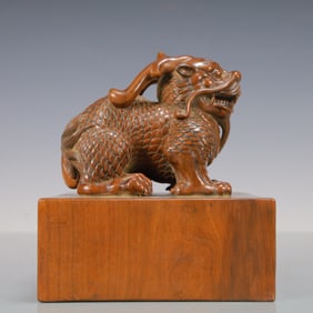 A Exquisite Boxwood Auspicious Beast Seal