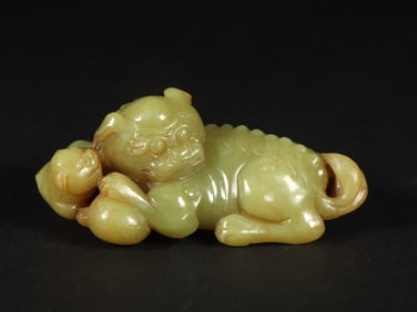 An Exquisite Yellow Jade Auspicious Beast Ornament