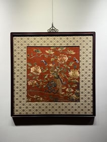 An Exquisite Kesi Flower and Bird Pattern Hanging Panel