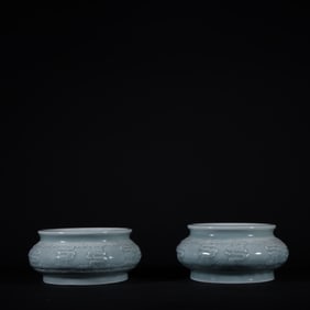 A Pair of Exquisite Sky Blue Glazed Brush Washer