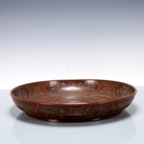 A Exquisite Carved Red Lacquer Flower Pattern Dragon and Phoenix Pattern Plate