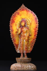 An Exquisite White Jade Buddha Statue