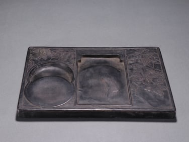 An Exquisite Flower Pattern with poem Inkstone