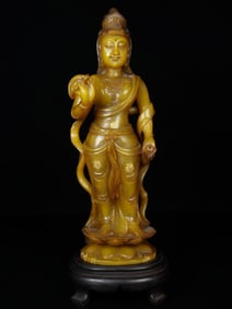 An Exquisite Shoushan Stone Statue of Avalokitesvara Ornament