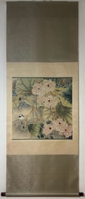 A Chinese Vertical Scroll Ink Painting of Flower and Bird on Paper
