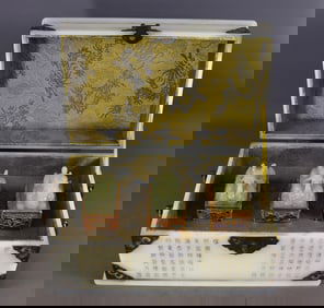 A Set of Fine White Jade Cover with Gold Auspicious Beast Seal