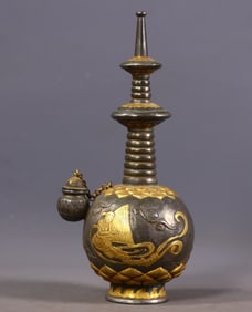 An Exquisite Gilt Bronze Character and Story Pattern Vase