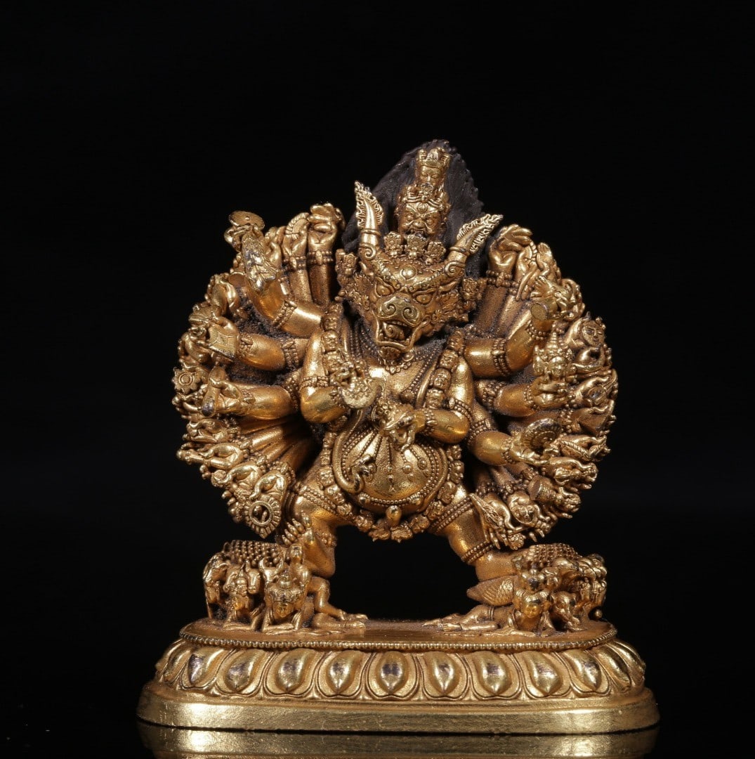 An Exquisite Gilt Bronze Statue of Yamantaka (1 of 9)