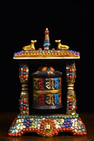 An Exquisite Bronze Inlaid Gems Ornament