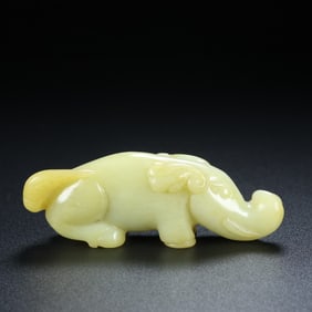 An Exquisite White Jade Elephant Ornament