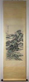 A Chinese Vertical Scroll Ink Painting of Landscape on Paper