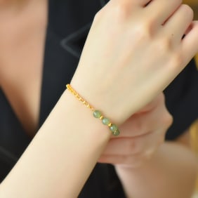 An Exquisite Sterling Silver-Gold Plated Inlaid Sapphire Bracelet