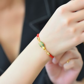 A Pair of Exquisite Sterling Silver-Gold Plated Inlaid White Jade Bracelets