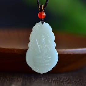 An Exquisite White Jade Bodhisattva Pendant