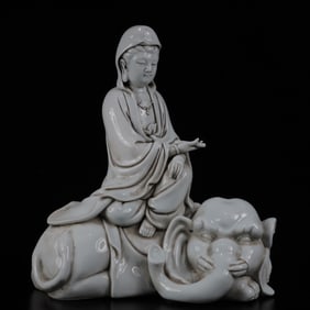 An Exquisite Blance-De-Chine Statue of Samantabhadra