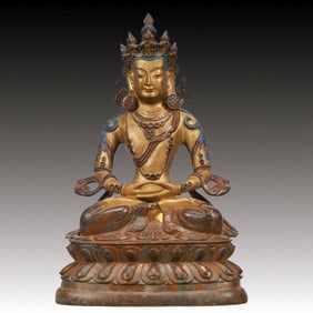 A Solemn Gilt Bronze Statue of Tara