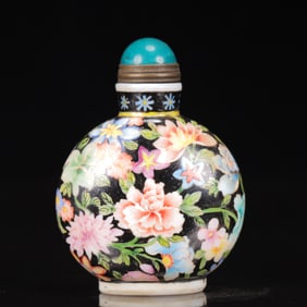 An Exquisite Glass Flower and Bird Pattern Snuff Bottle