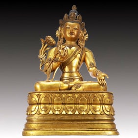 A Solemn Gilt Bronze Statue of Amitayus