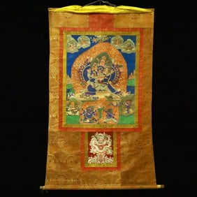 A Rare Brocade Painted Color Statue of Yamantaka Tangka