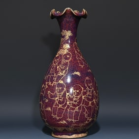 A Rare Jun yao Character and Story Pattern Vase,With Poem
