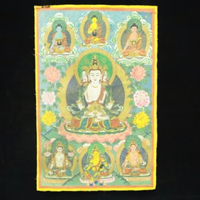 A Rare Brocade Painted Color Statue of Tara Tangka