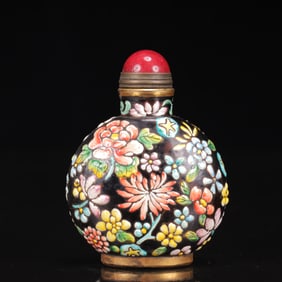 An Exquisite Glass Flower and Bird Pattern Snuff Bottle