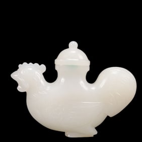 An Exquisite White Jade Rooster Ornament