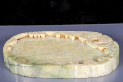 An Exquisite Hetian Jade Dragon Pattern Inkstone